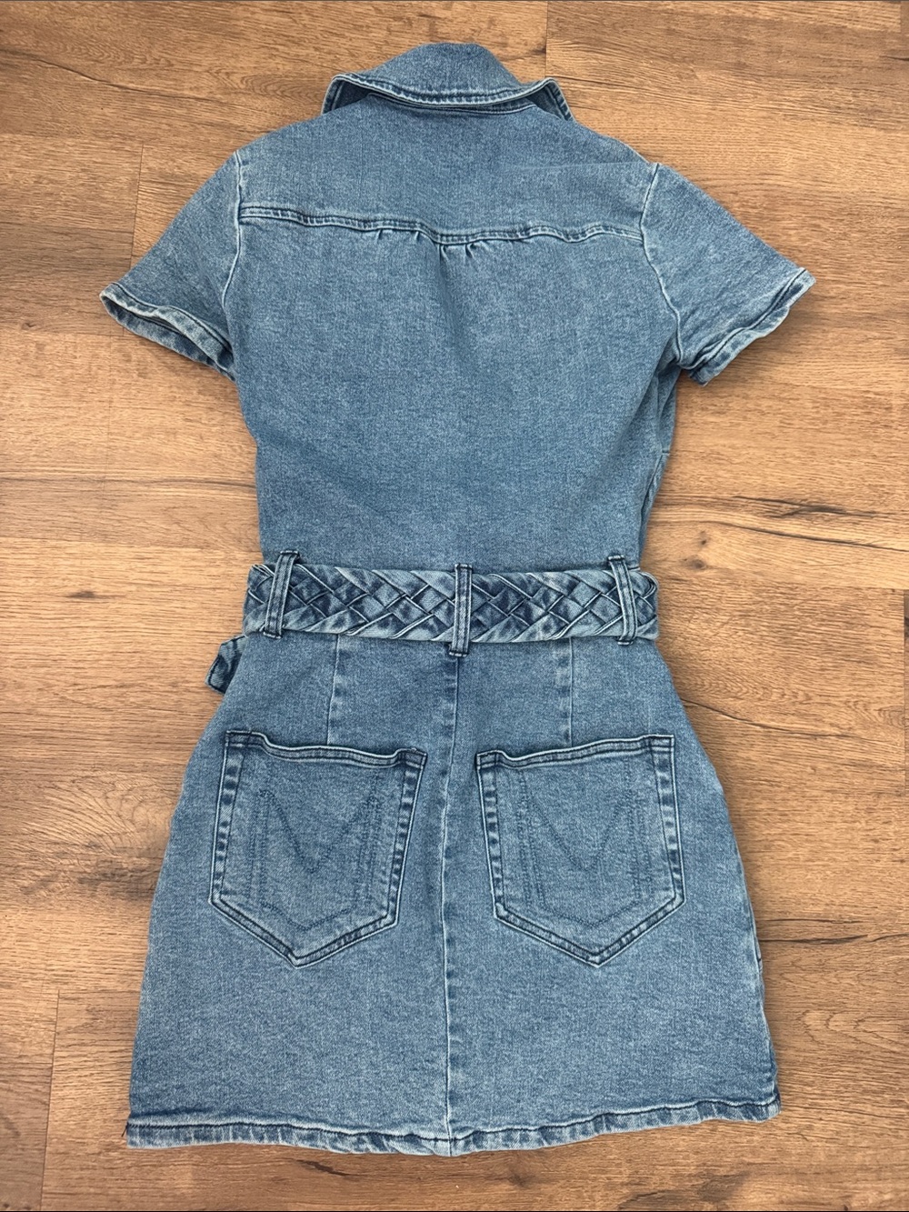 Show Me Your MuMu Light Wash Denim Mini Dress with Braided Belt - Picture 8 of 8